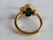 Load image into Gallery viewer, Womens Sterling Silver Malachite 4 Leaf Clover Ring 1.9g E7048