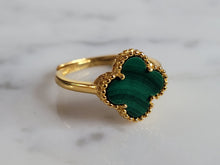 Load image into Gallery viewer, Womens Sterling Silver Malachite 4 Leaf Clover Ring 1.9g E7048