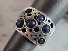 Load image into Gallery viewer, Womens Vintage Estate Sterling Silver Modernist Lapis Ring 5.9g E7049