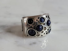 Load image into Gallery viewer, Womens Vintage Estate Sterling Silver Modernist Lapis Ring 5.9g E7049