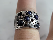 Load image into Gallery viewer, Womens Vintage Estate Sterling Silver Modernist Lapis Ring 5.9g E7049