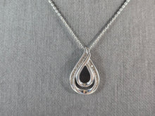 Load image into Gallery viewer, Womens Vintage Sterling Silver Diamond Tear Drop Pendant Necklace 3.4g E7062