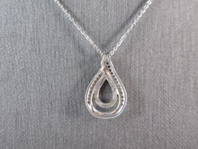 Load image into Gallery viewer, Womens Vintage Sterling Silver Diamond Tear Drop Pendant Necklace 3.4g E7062