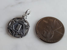Load image into Gallery viewer, Vintage Sterling Silver Jewish Judaica Star of David Torah Pendant 2.0g E7077