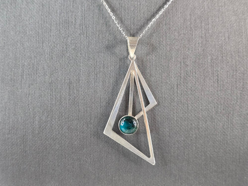 Women Vintage Sterling Silver Eilat Modernist Israel Pendant Necklace 4.8g E7080