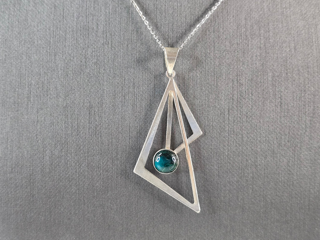 Women Vintage Sterling Silver Eilat Modernist Israel Pendant Necklace 4.8g E7080