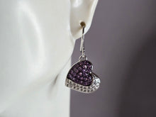 Load image into Gallery viewer, Womens Vintage Estate Sterling Silver Art Deco Heart Dangle Earrings, 4.2g E7081
