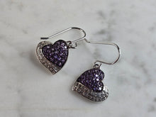 Load image into Gallery viewer, Womens Vintage Estate Sterling Silver Art Deco Heart Dangle Earrings, 4.2g E7081