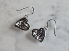 Load image into Gallery viewer, Womens Vintage Estate Sterling Silver Art Deco Heart Dangle Earrings, 4.2g E7081