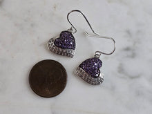 Load image into Gallery viewer, Womens Vintage Estate Sterling Silver Art Deco Heart Dangle Earrings, 4.2g E7081