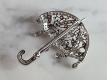 Load image into Gallery viewer, Women Vintage Estate 14k White Gold Diamond Parasol Umbrella Brooch 6.9g E7083