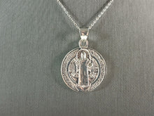 Load image into Gallery viewer, Womens Sterling Silver Religious St Benedict Cross Pendant Necklace 7.5g E7097