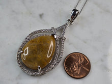 Load image into Gallery viewer, Womens Sterling Silver Modernist Calcite CZ Pendant Necklace 16.7g E7100
