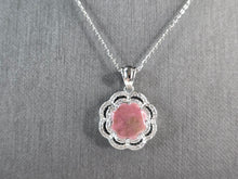 Load image into Gallery viewer, Womens Sterling Silver Modernist Rhodochrosite CZ Pendant Necklace 5.8g E7104