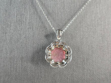 Load image into Gallery viewer, Womens Sterling Silver Modernist Rhodochrosite CZ Pendant Necklace 5.8g E7104