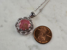Load image into Gallery viewer, Womens Sterling Silver Modernist Rhodochrosite CZ Pendant Necklace 5.8g E7104
