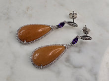 Load image into Gallery viewer, Womens Vintage Estate Sterling Silver Calcite Amethyst Earrings 11.4g E7105