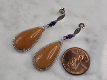 Load image into Gallery viewer, Womens Vintage Estate Sterling Silver Calcite Amethyst Earrings 11.4g E7105