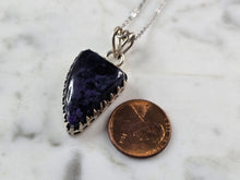 Load image into Gallery viewer, Womens Estate Sterling Silver Charoite Pendant Necklace 9.0g E7114