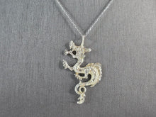 Load image into Gallery viewer, Womens Vintage Estate Sterling Silver Dragon Pendant Necklace 6.0g E7116