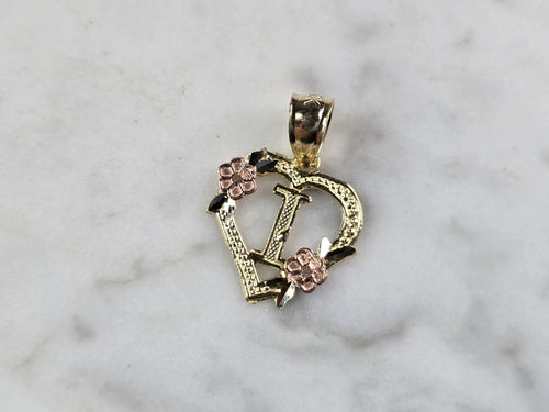 Womens 10K Yellow & Rose Gold Initial Letter 