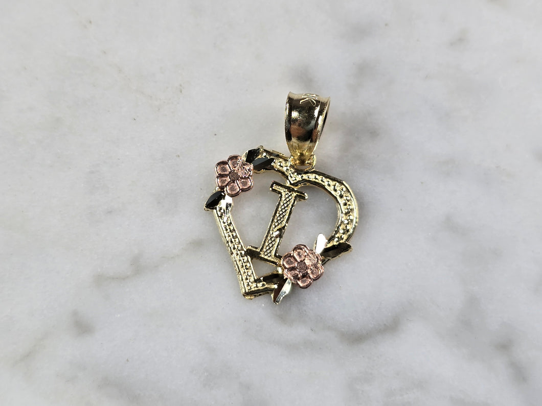 Womens 10K Yellow & Rose Gold Initial Letter 