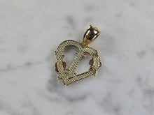 Load image into Gallery viewer, Womens 10K Yellow &amp; Rose Gold Initial Letter &quot; I &quot;  Heart Pendant 0.9g E7134
