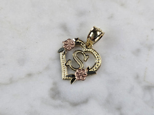 Womens 10K Yellow & Rose Gold Initial Letter 