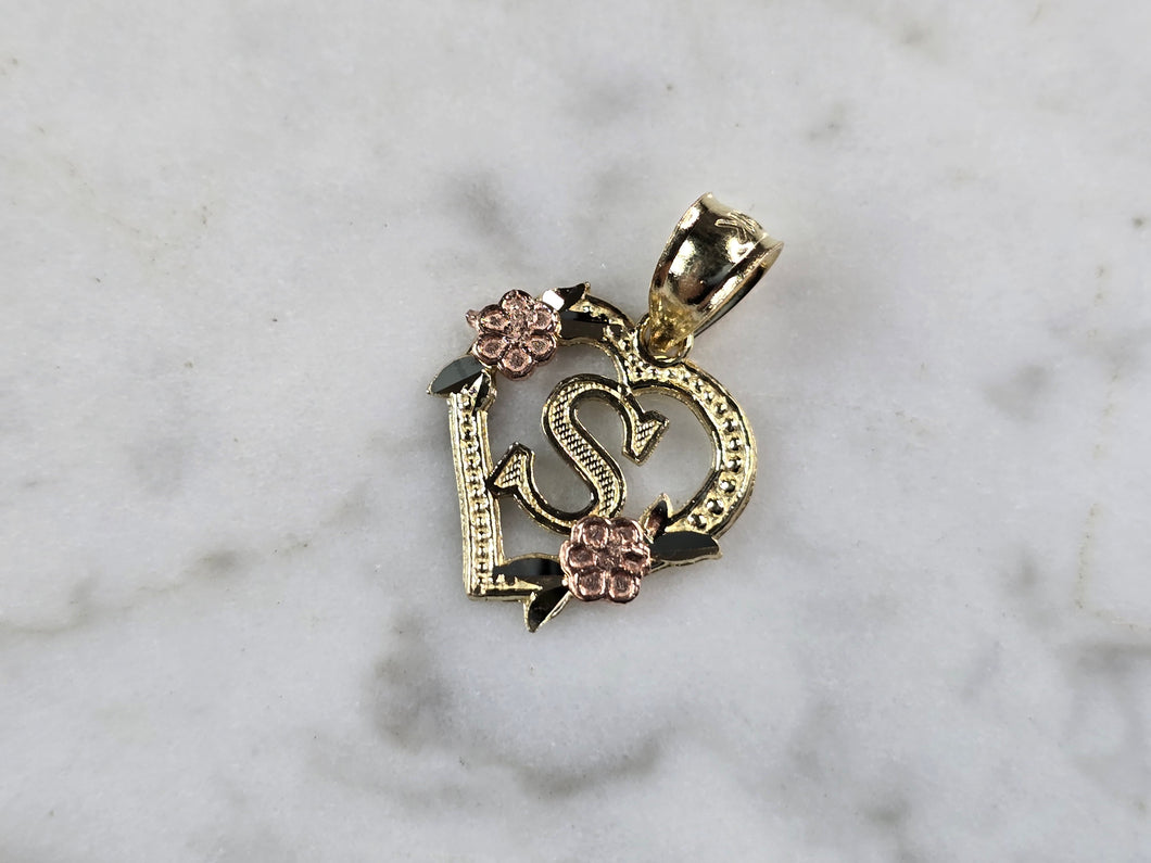 Womens 10K Yellow & Rose Gold Initial Letter 