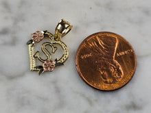 Load image into Gallery viewer, Womens 10K Yellow &amp; Rose Gold Initial Letter &quot; S &quot;  Heart Pendant 0.9g E7135