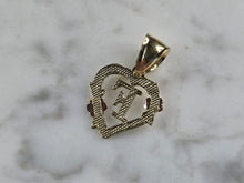 Load image into Gallery viewer, Womens 10K Yellow &amp; Rose Gold Initial Letter &quot; F &quot;  Heart Pendant 0.9g E7140
