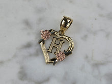 Load image into Gallery viewer, Womens 10K Yellow &amp; Rose Gold Initial Letter &quot; H &quot;  Heart Pendant 0.9g E7143
