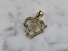 Load image into Gallery viewer, Womens 10K Yellow &amp; Rose Gold Initial Letter &quot; H &quot;  Heart Pendant 0.9g E7143