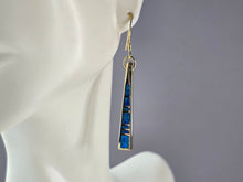 Load image into Gallery viewer, Womens Sterling Silver Gold Tone Modernist Blue Opal Earrings 7.0g E7146