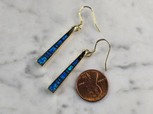 Load image into Gallery viewer, Womens Sterling Silver Gold Tone Modernist Blue Opal Earrings 7.0g E7146