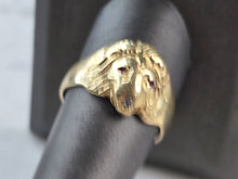 Load image into Gallery viewer, Mens Vintage Estate 14k Yellow Gold Ruby Diamond Lion Ring 6.6g #E7148
