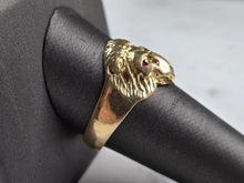 Load image into Gallery viewer, Mens Vintage Estate 14k Yellow Gold Ruby Diamond Lion Ring 6.6g #E7148