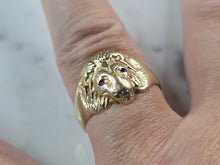Load image into Gallery viewer, Mens Vintage Estate 14k Yellow Gold Ruby Diamond Lion Ring 6.6g #E7148