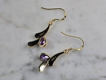 Load image into Gallery viewer, Womens Sterling Silver Gold Tone Modernist Opal Amethyst Earrings 2.7g E7152