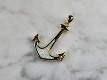 Load image into Gallery viewer, Womens Sterling Silver Gold Tone Opal Anchor Pendant 3.0g E7155