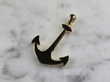 Load image into Gallery viewer, Womens Sterling Silver Gold Tone Opal Anchor Pendant 3.0g E7155