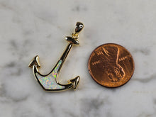 Load image into Gallery viewer, Womens Sterling Silver Gold Tone Opal Anchor Pendant 3.0g E7155
