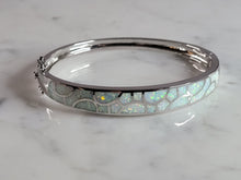 Load image into Gallery viewer, Womens Estate Sterling Silver Modernist Opal Bangle Bracelet 20.0g E715