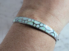 Load image into Gallery viewer, Womens Estate Sterling Silver Modernist Opal Bangle Bracelet 20.0g E715
