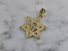 Load image into Gallery viewer, Sterling Silver Gold Tone Jewish Judaica Star of David Chai Pendant, 1.8g E7160