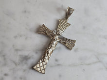 Load image into Gallery viewer, Womens Vintage Estate Sterling Silver Religious Cross Pendant 5.8g E7172