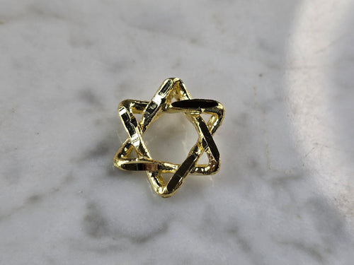 Sterling Silver Gold Tone Star of David Modernist Pendant 2.4g E7173