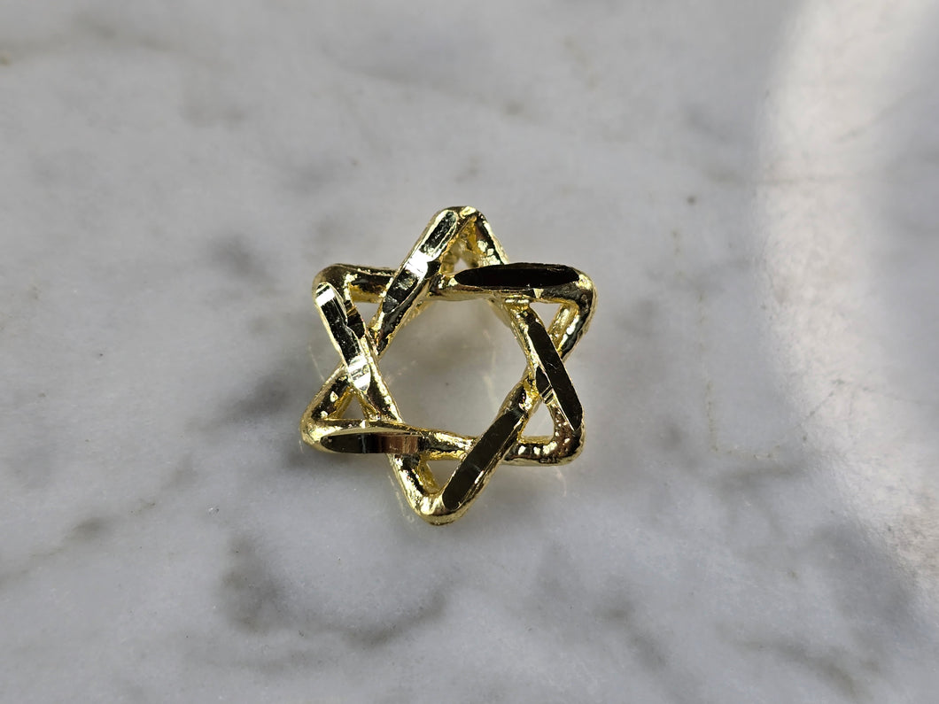 Sterling Silver Gold Tone Star of David Modernist Pendant 2.4g E7173
