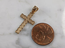Load image into Gallery viewer, Womens Sterling Silver Gold Tone Religious Cross Pendant Necklace 2.2g E7176