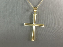 Load image into Gallery viewer, Womens Sterling Silver Gold Tone Religious Cross Pendant Necklace 6.9g E7177